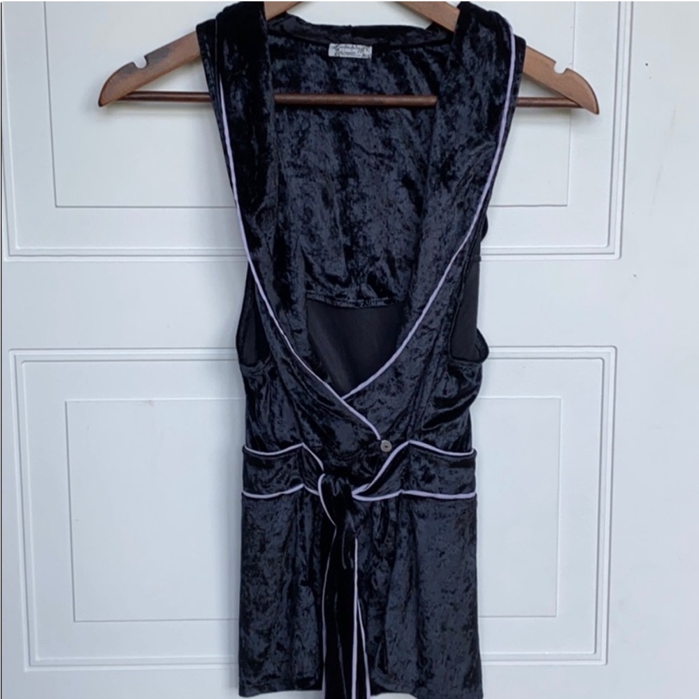 Free People Late Night Crushed Velvet Wrap Top Black Size Small - Picture 5 of 8